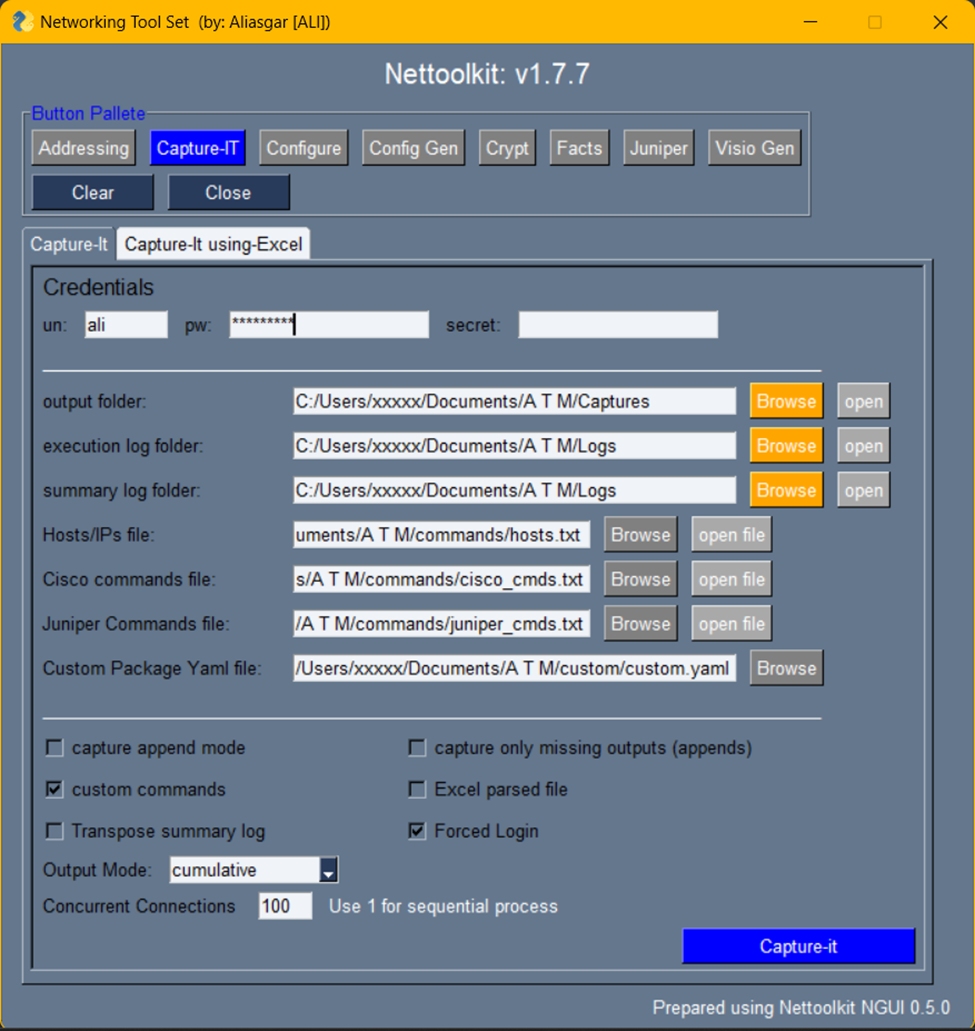 capture using commands list