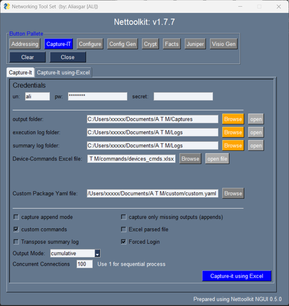 capture using excel input